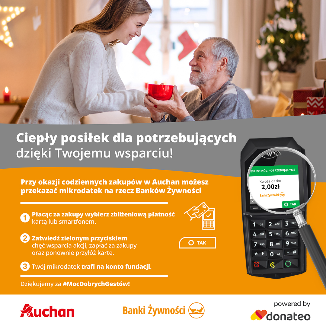 Mikrodonacje Donateo w Auchan na rzecz Banków Żywności | Banki Żywności